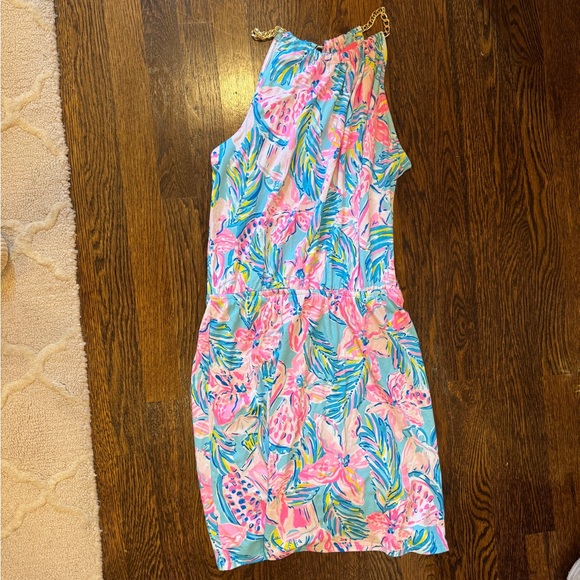 lily Pulitzer pink blue and green pattern romper - Picture 1 of 2